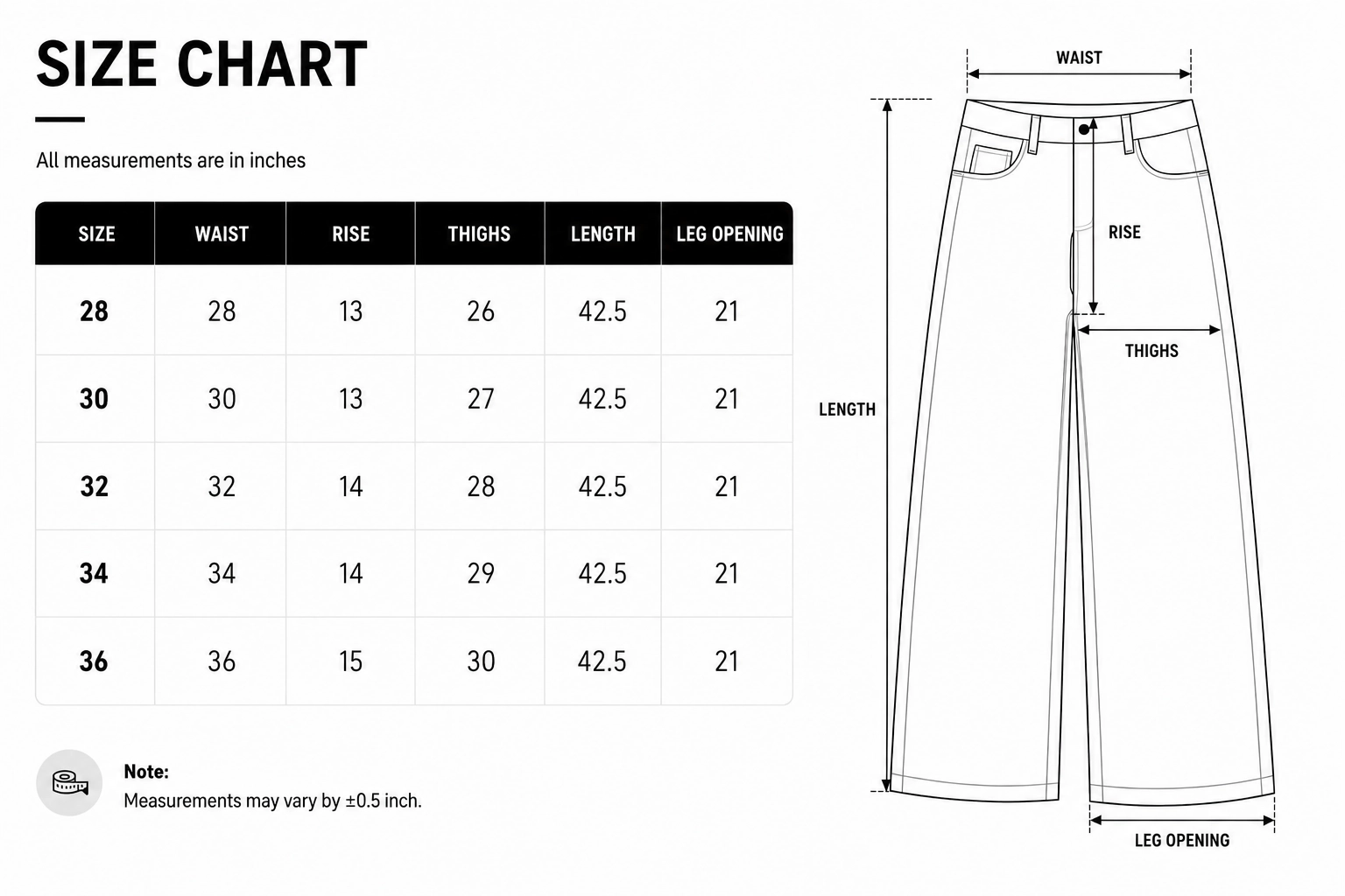 Size chart