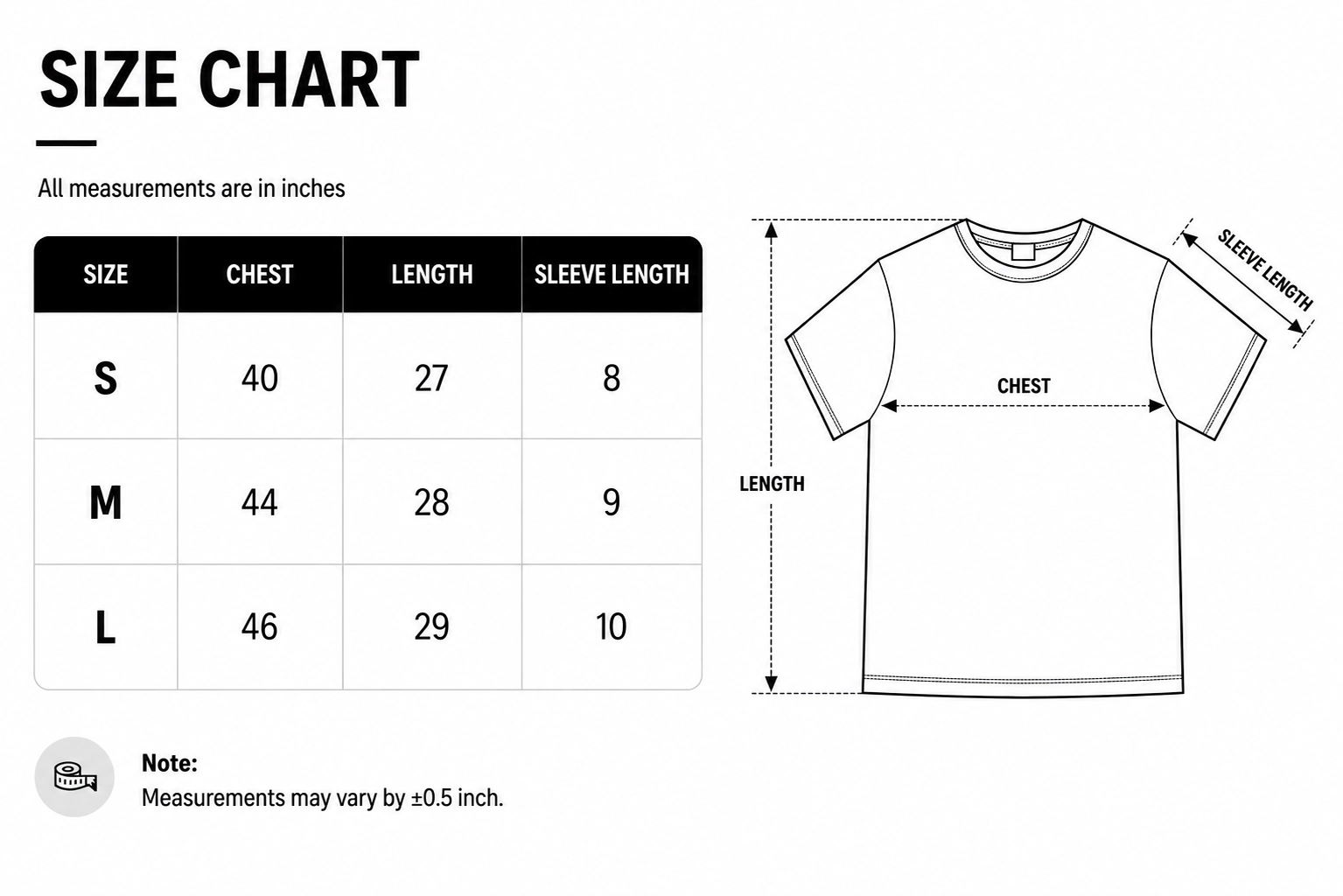 Size chart