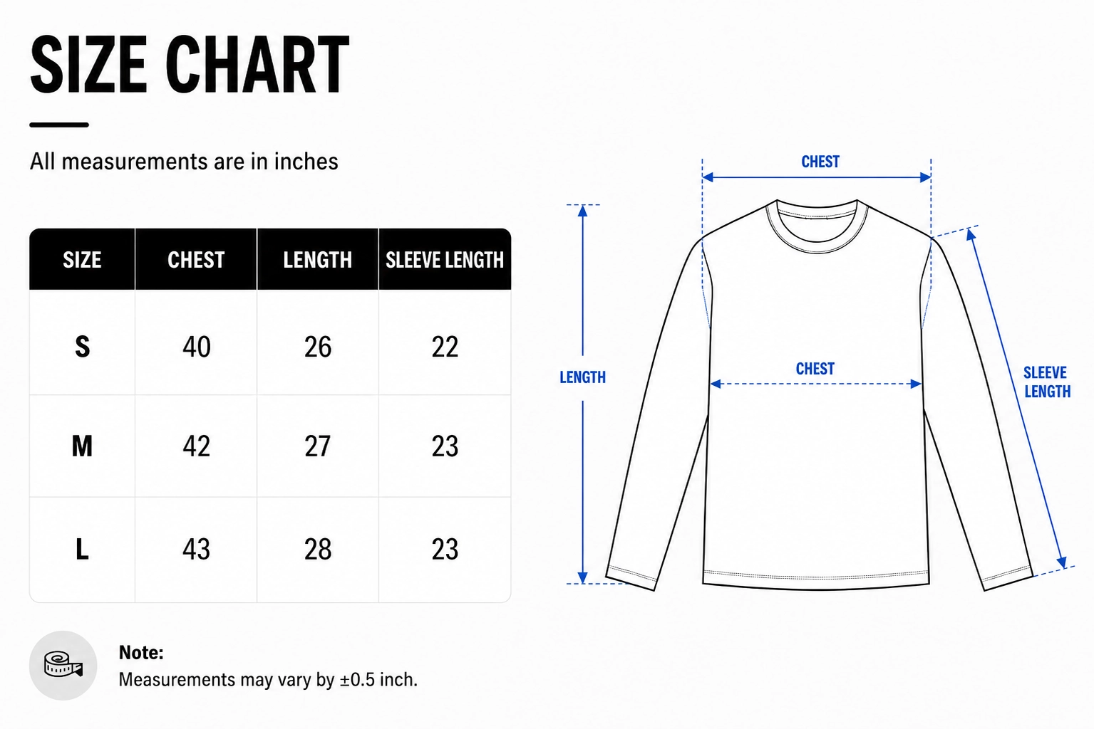 Size chart
