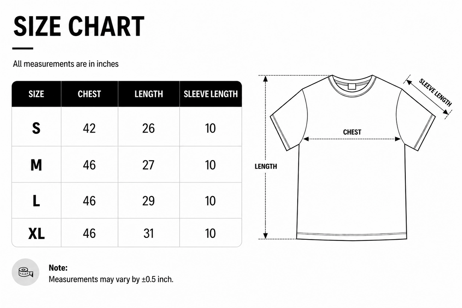 Size chart