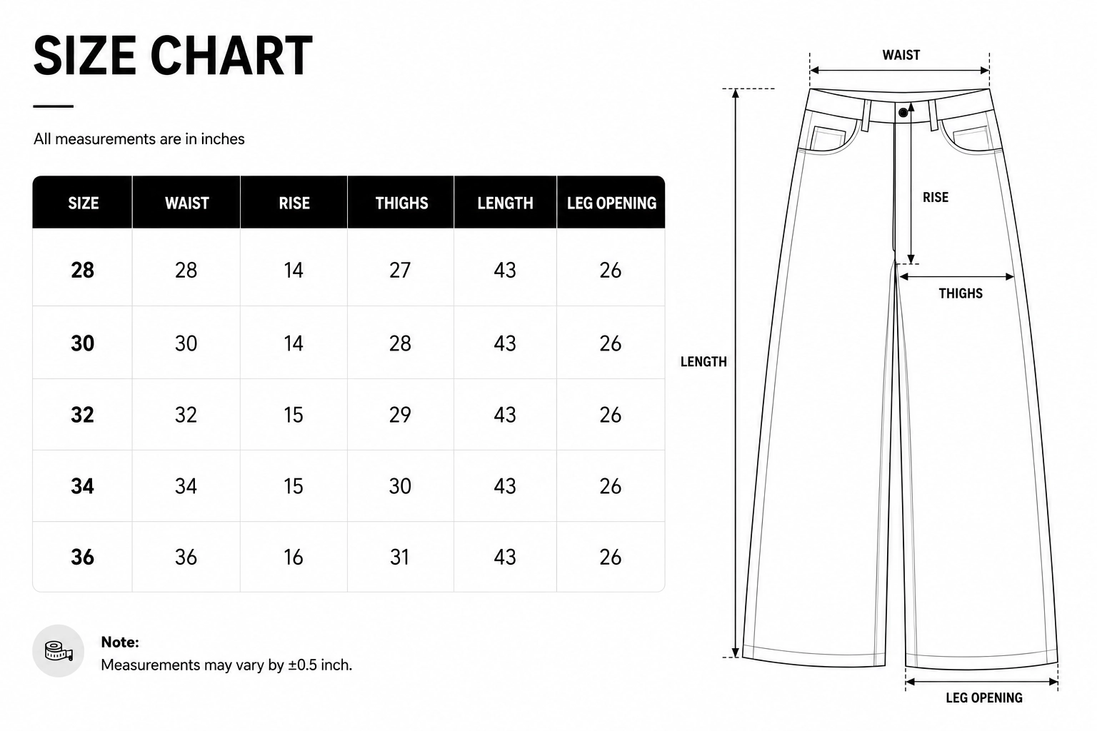 Size chart