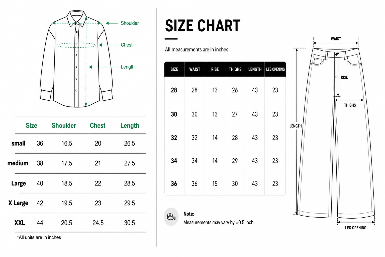 Size chart
