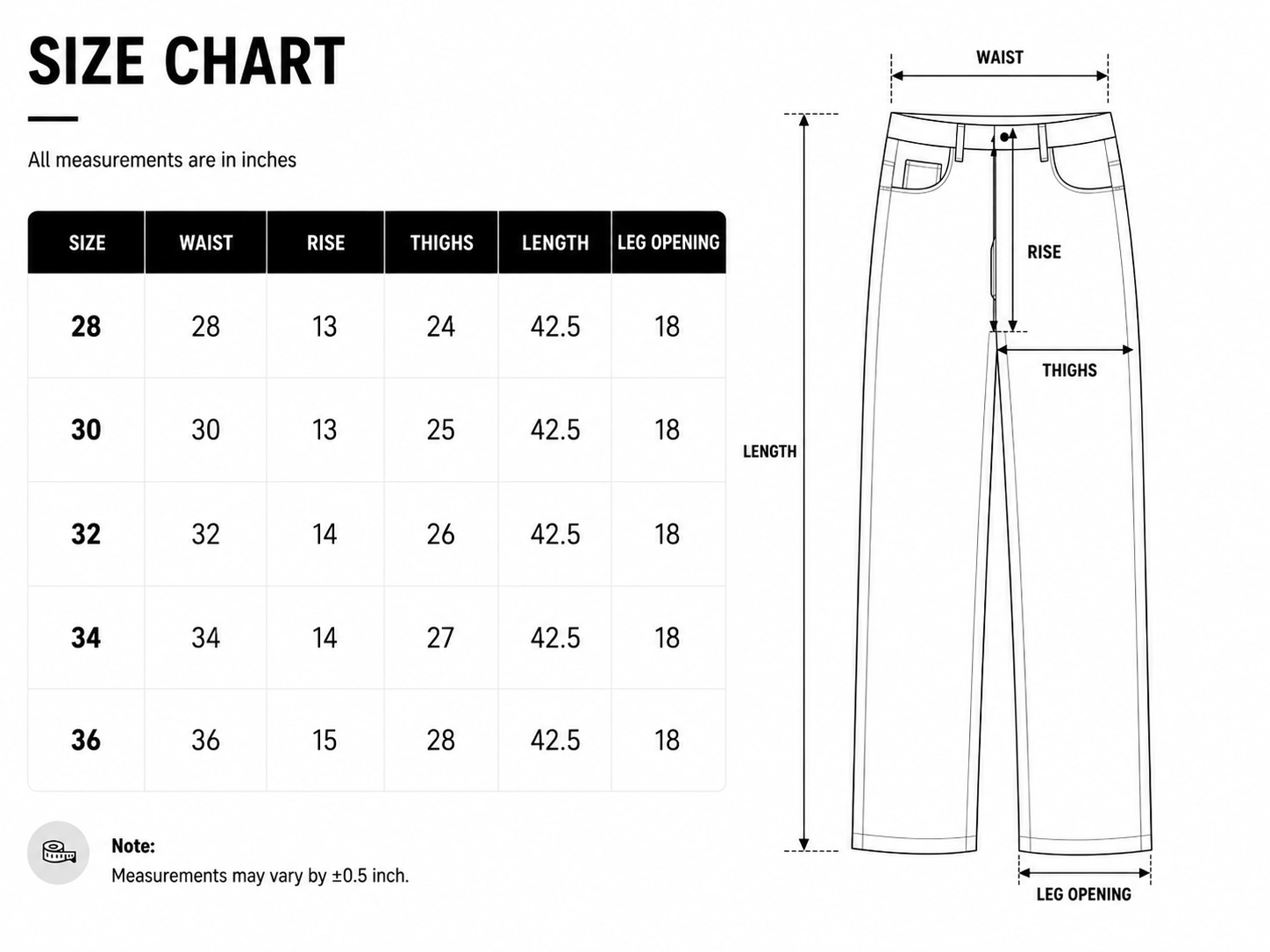 Size chart