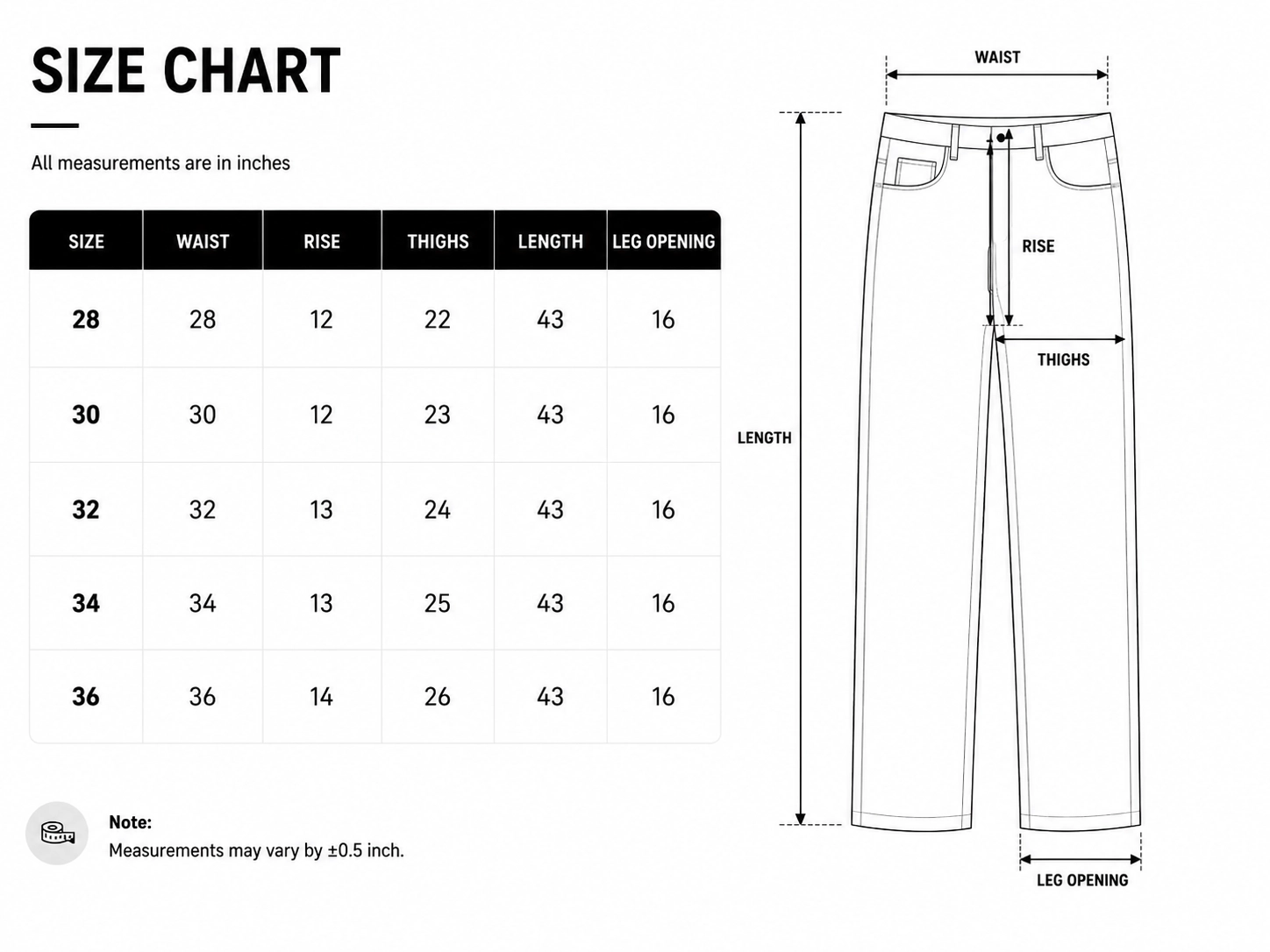 Size chart