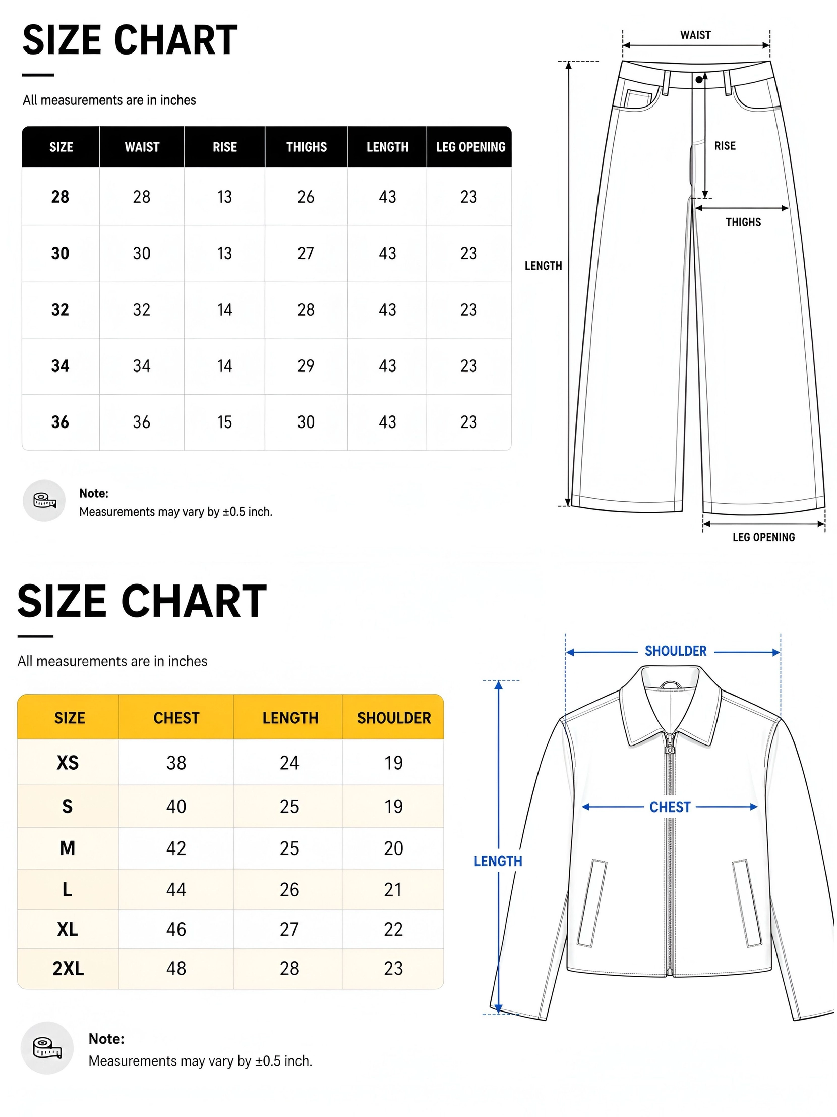 Size chart
