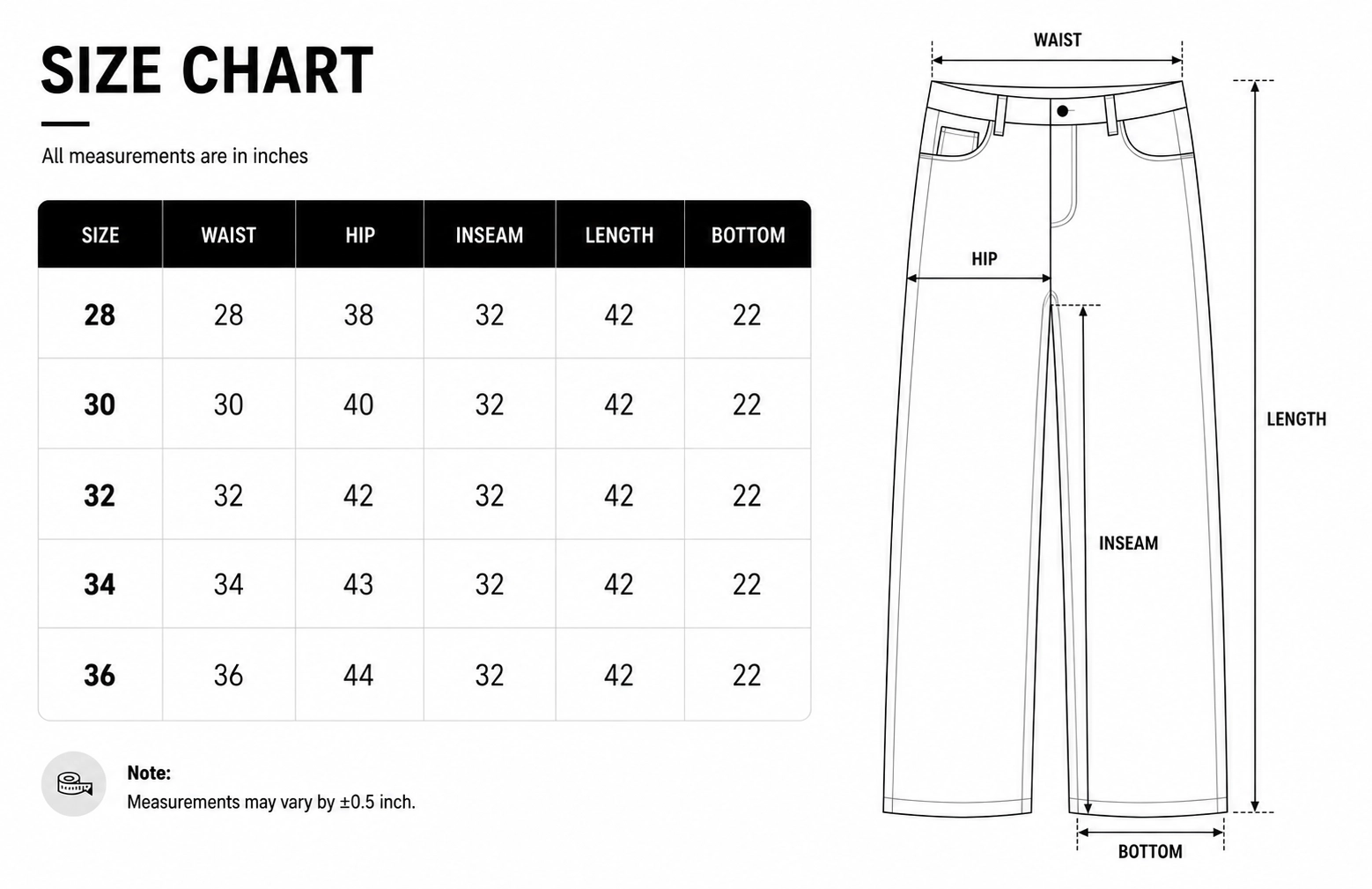 Size chart