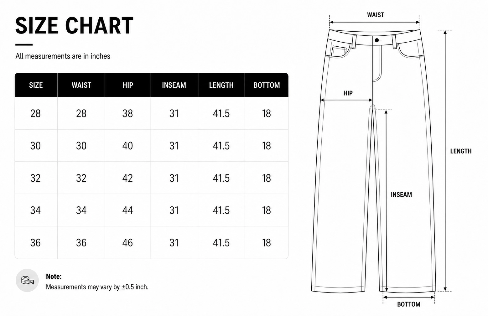 Size chart