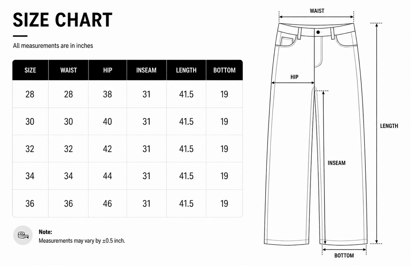 Size chart