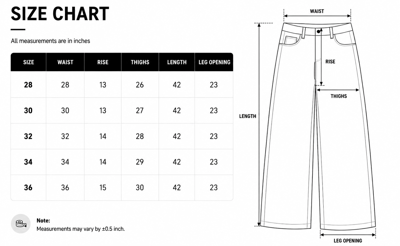 Size chart
