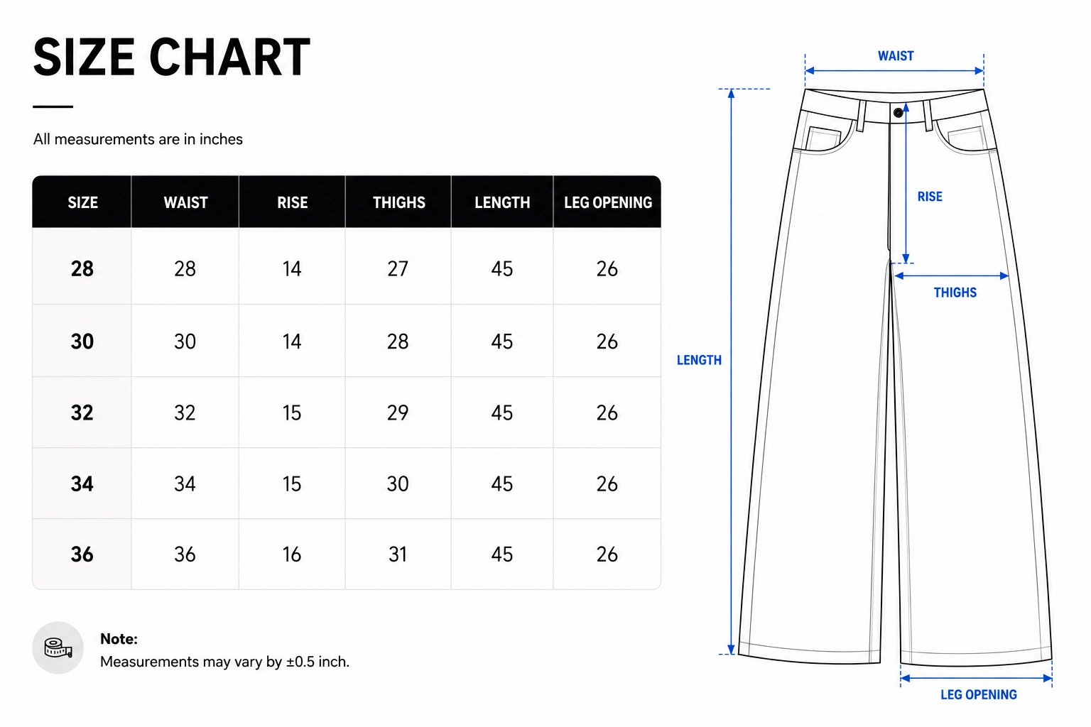 Size chart