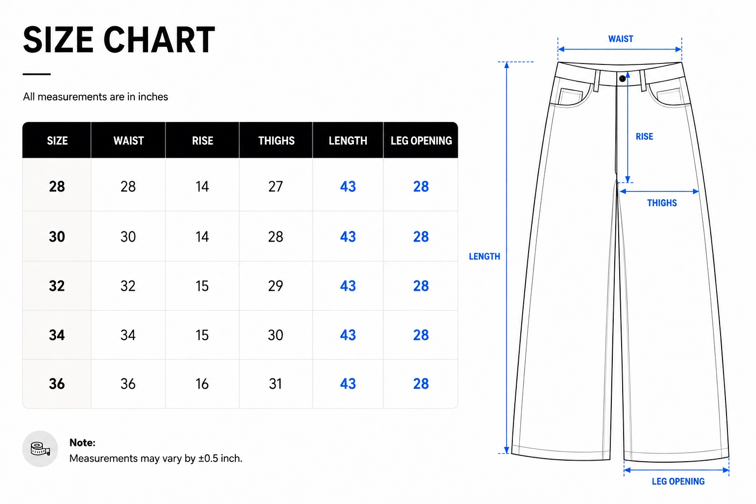Size chart