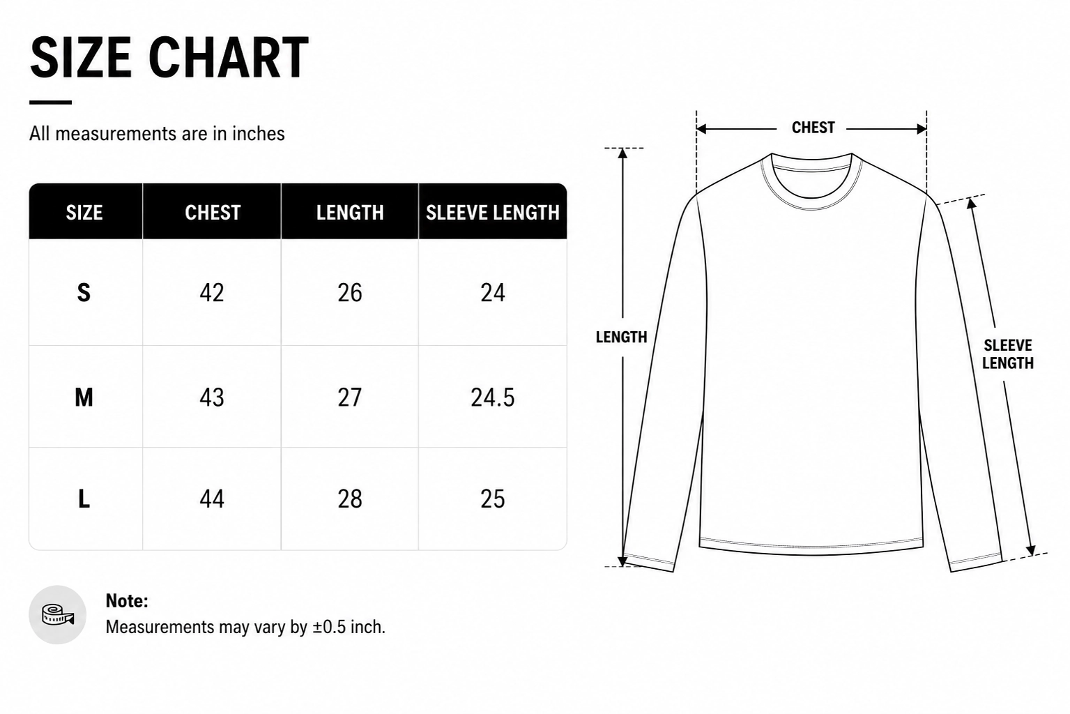 Size chart