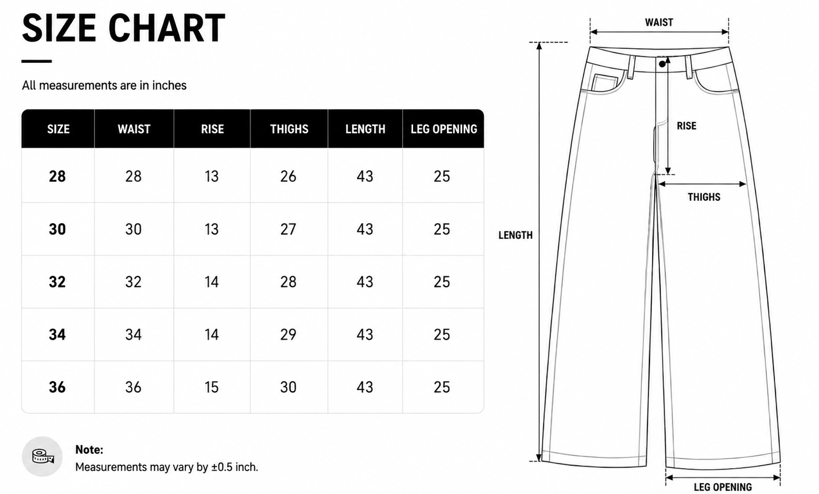 Size chart