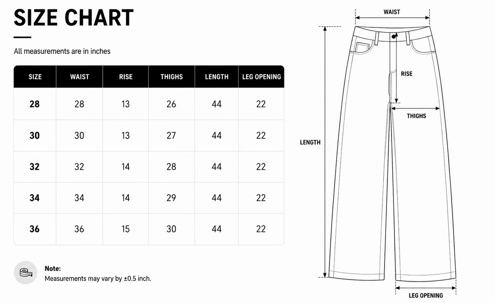 Size chart