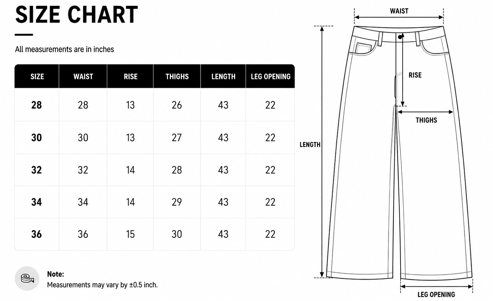 Size chart