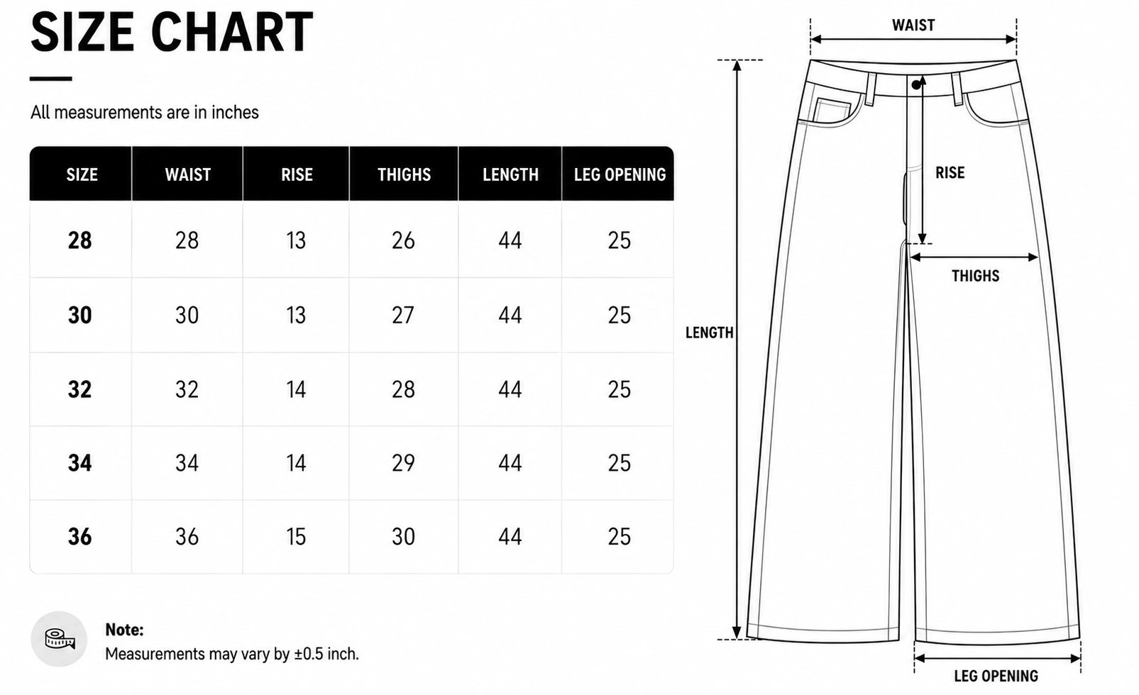 Size chart