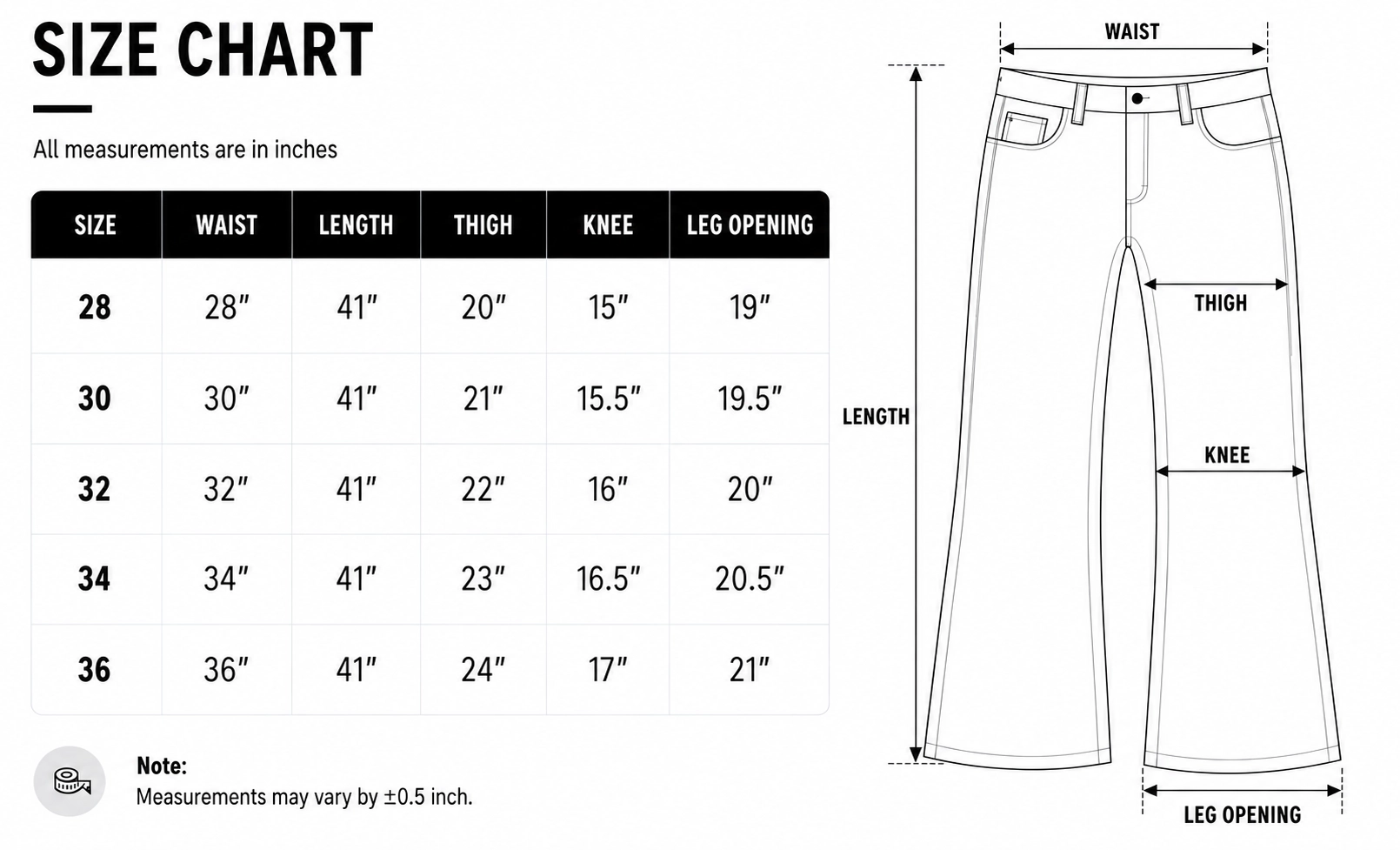 Size chart