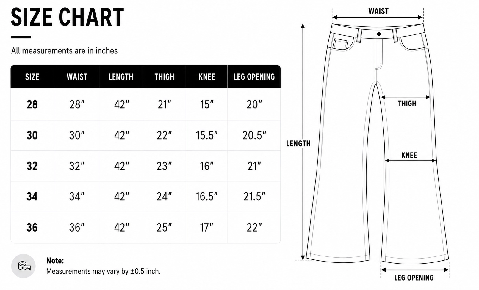 Size chart