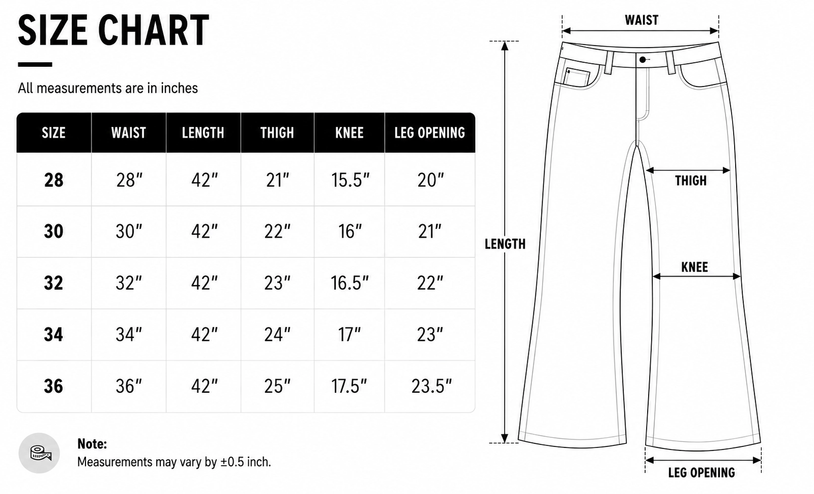 Size chart