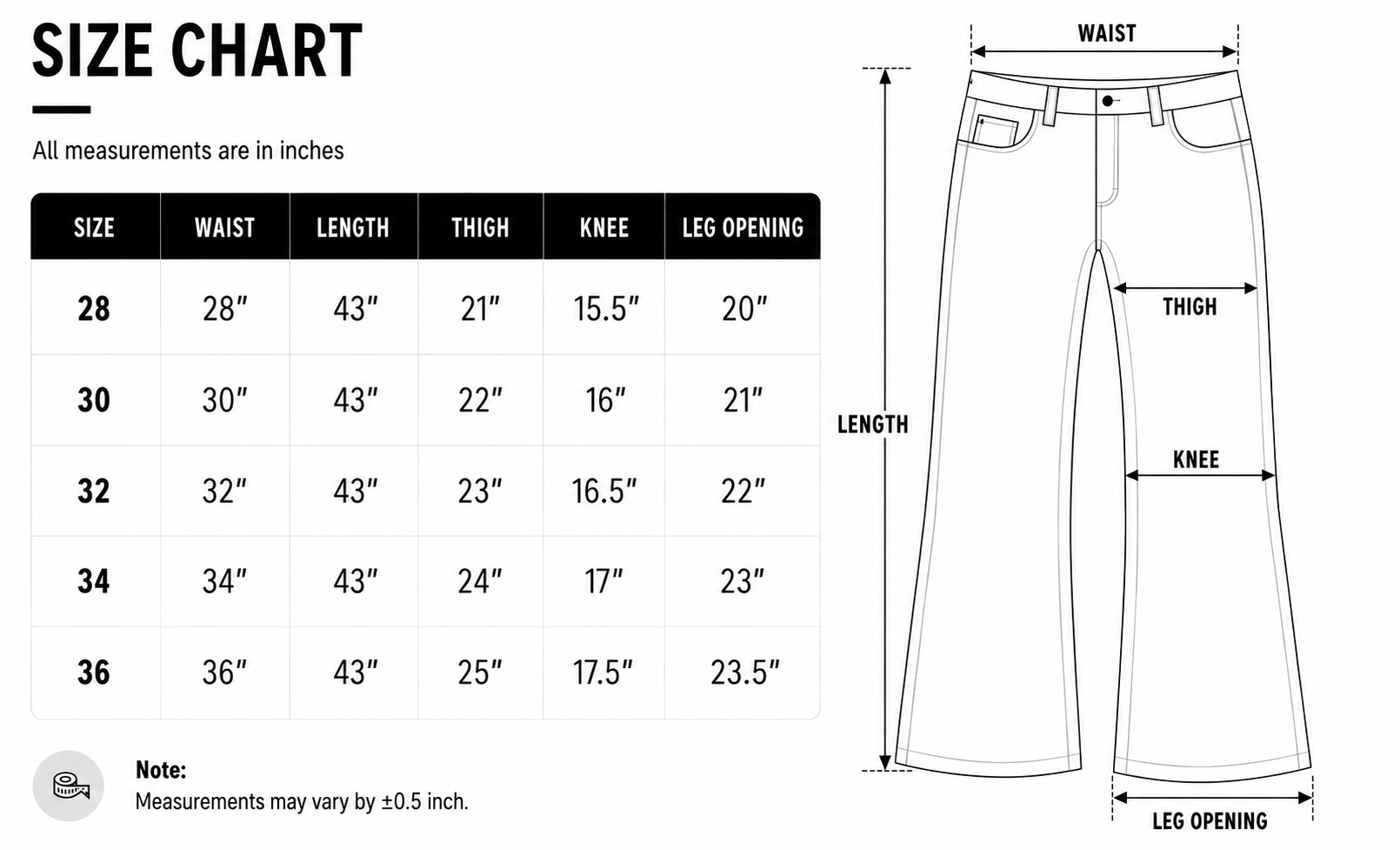 Size chart