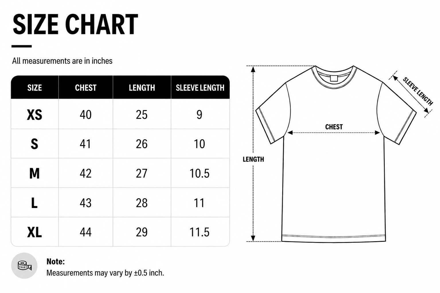 Size chart