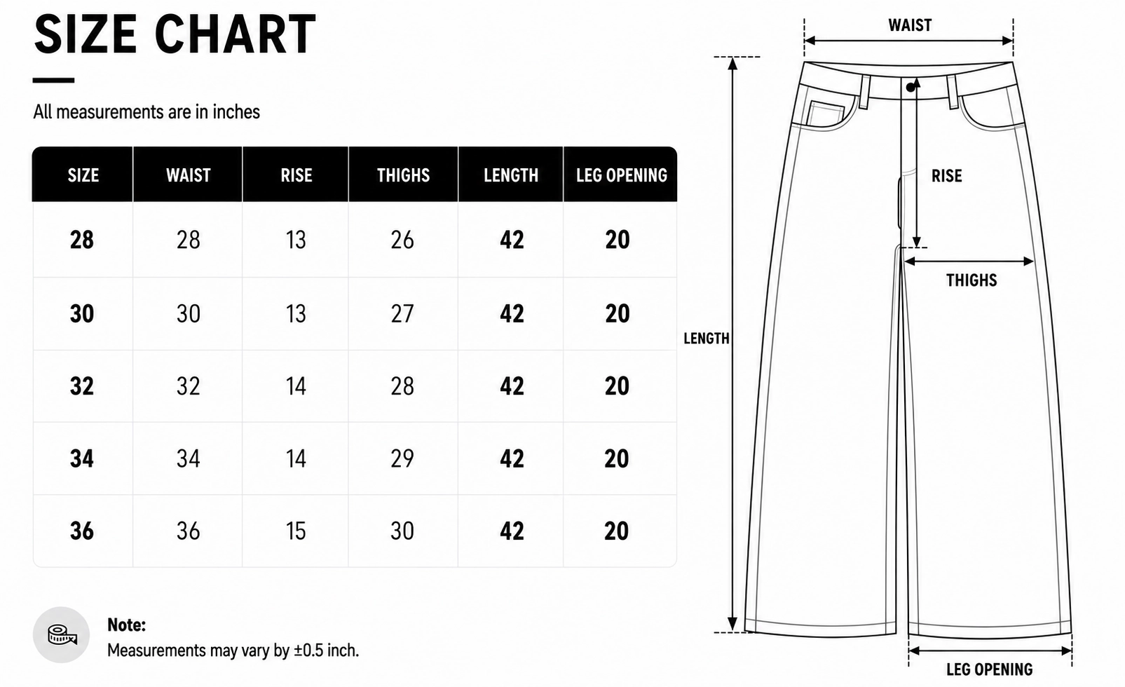 Size chart
