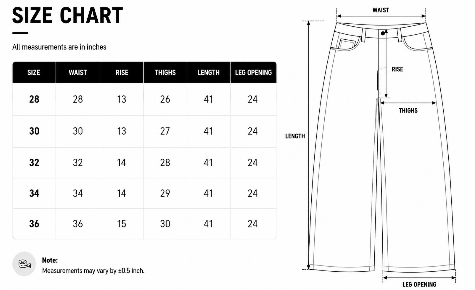 Size chart