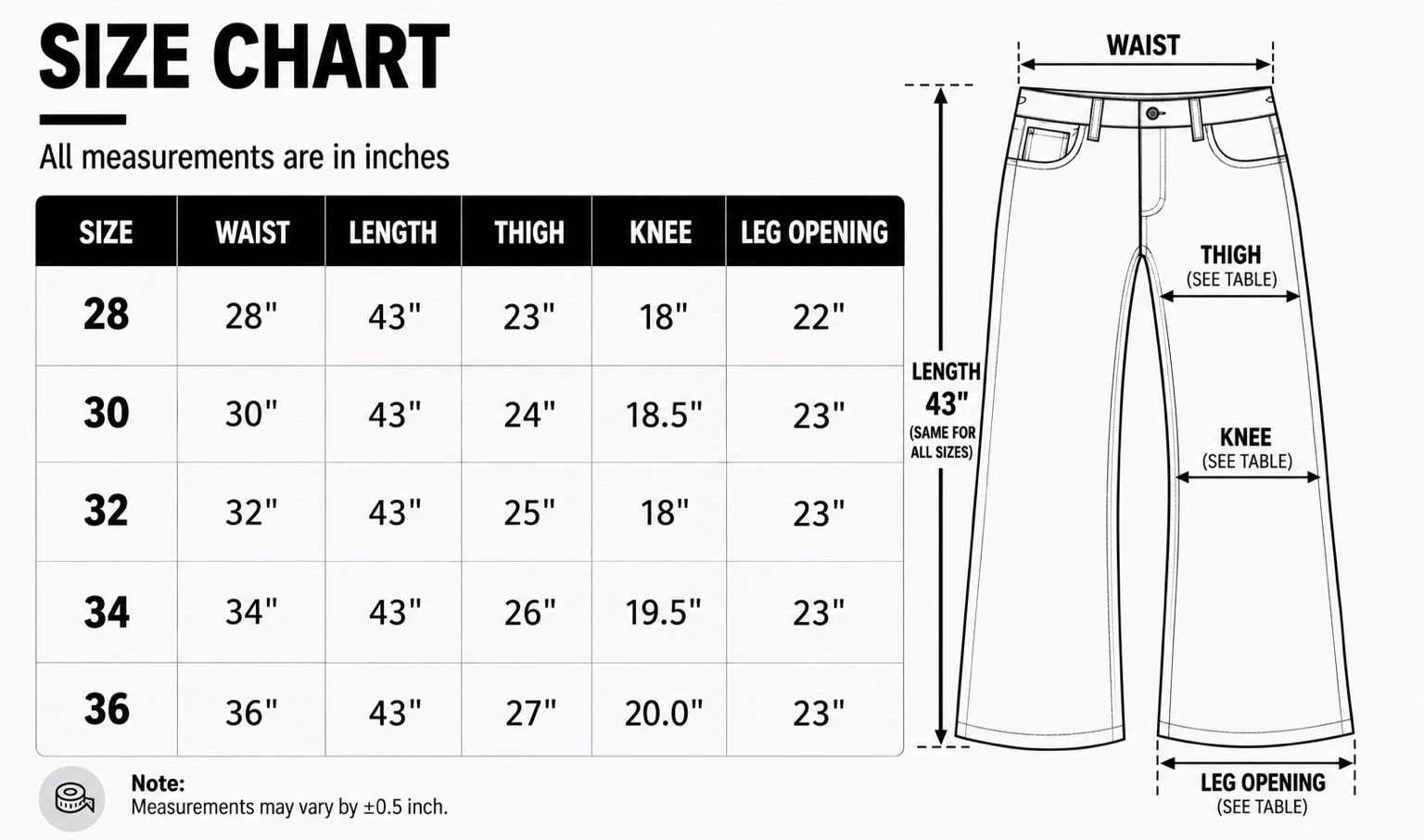 Size chart
