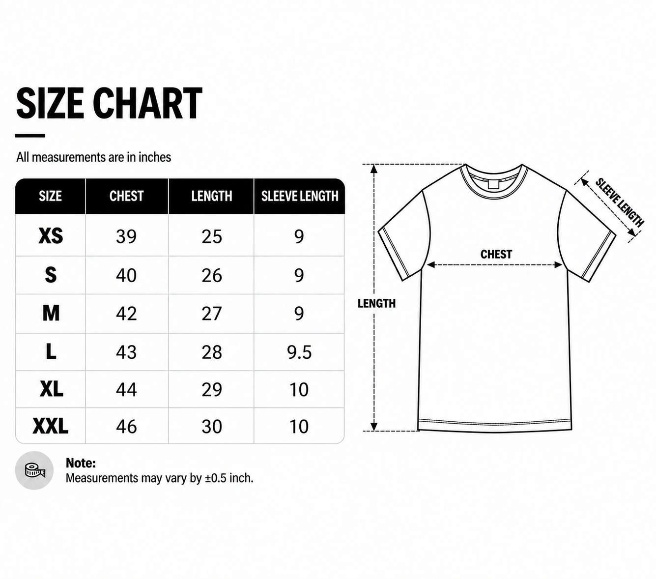 Size chart