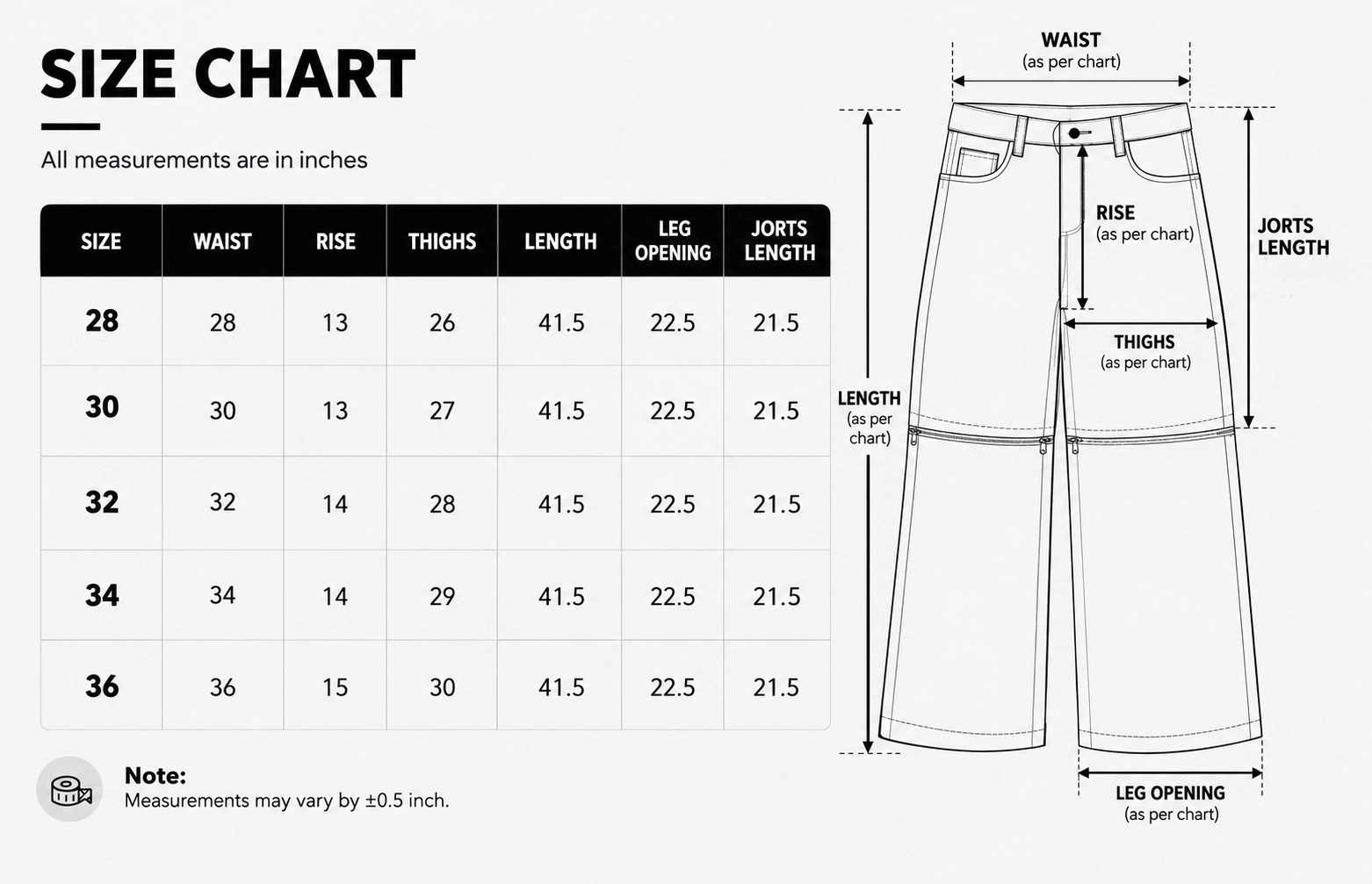Size chart