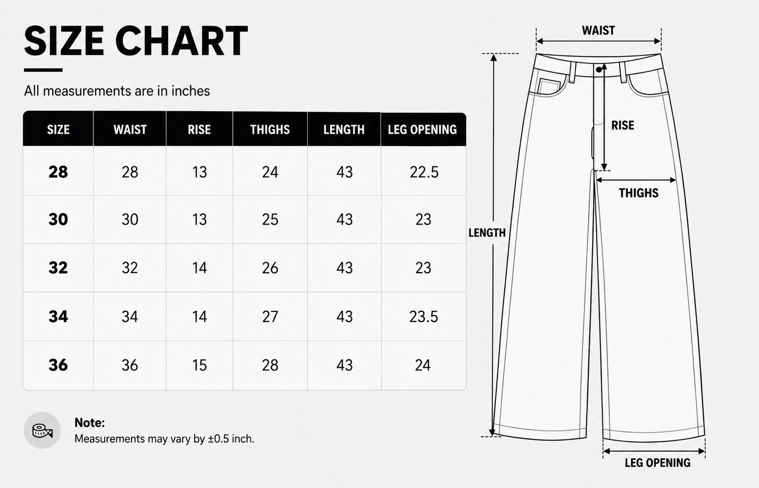 Size chart
