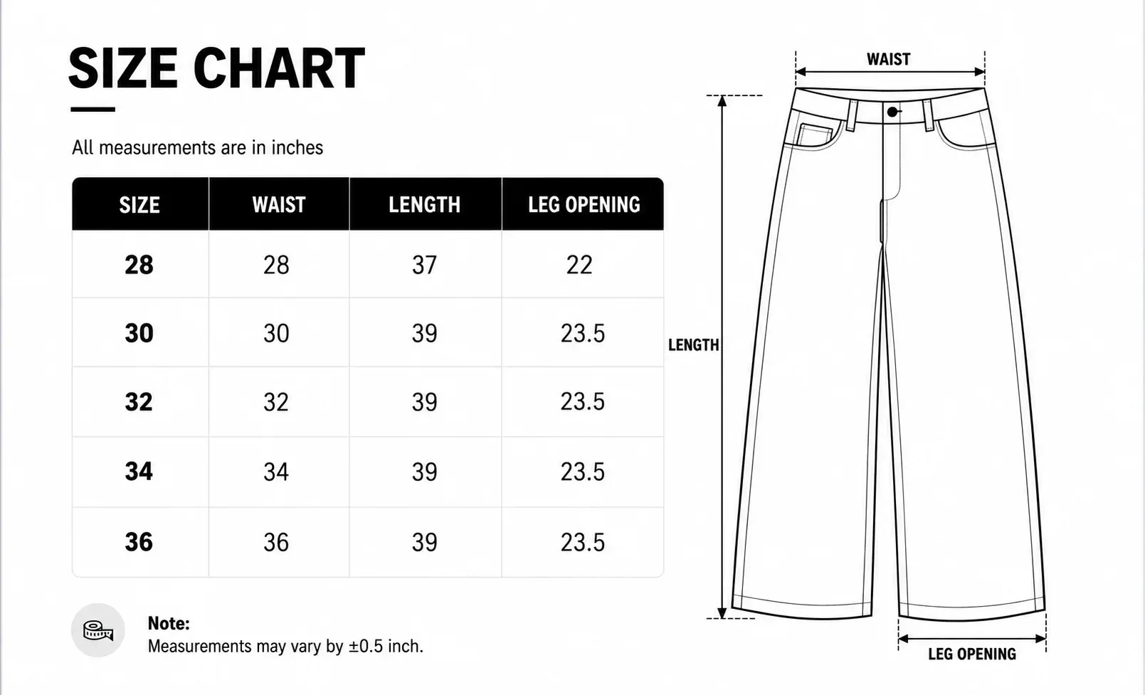 Size chart