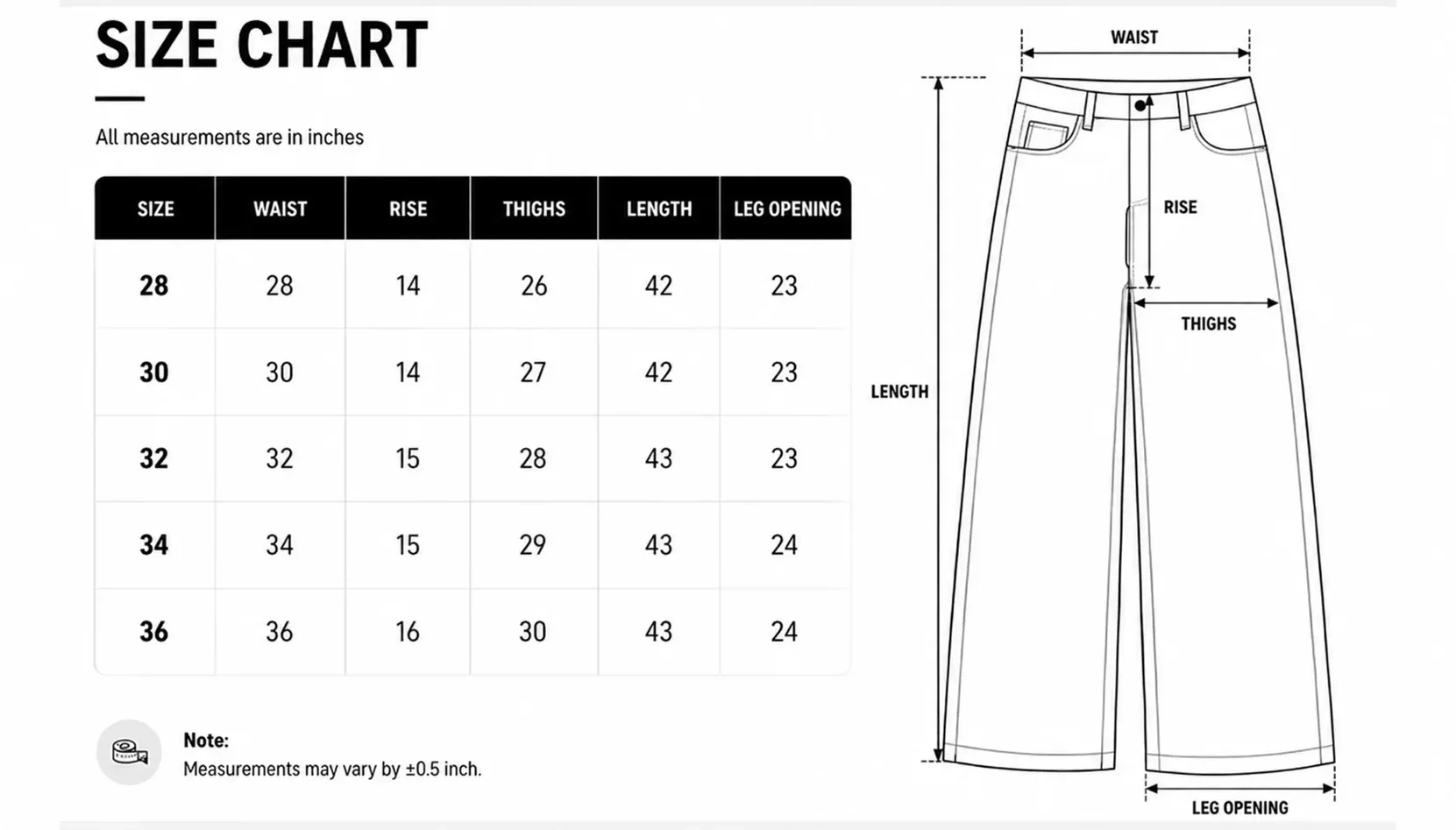 Size chart