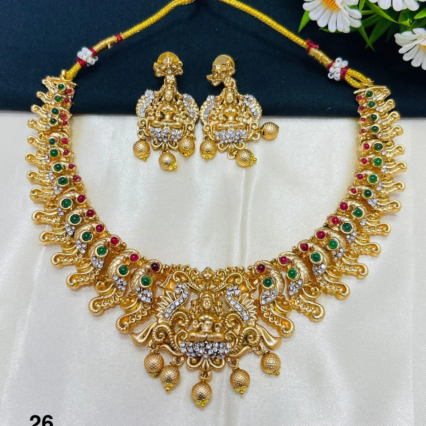Divine Lakshmi Peacock Temple Necklace Set