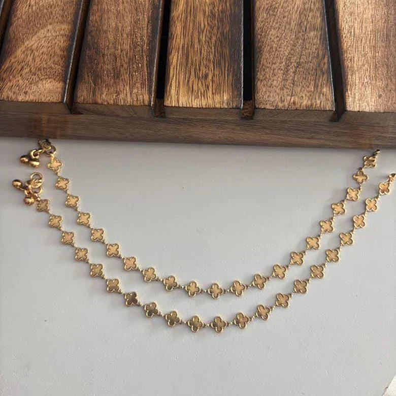 Golden Clover Designer Anklet (Paadasaram)