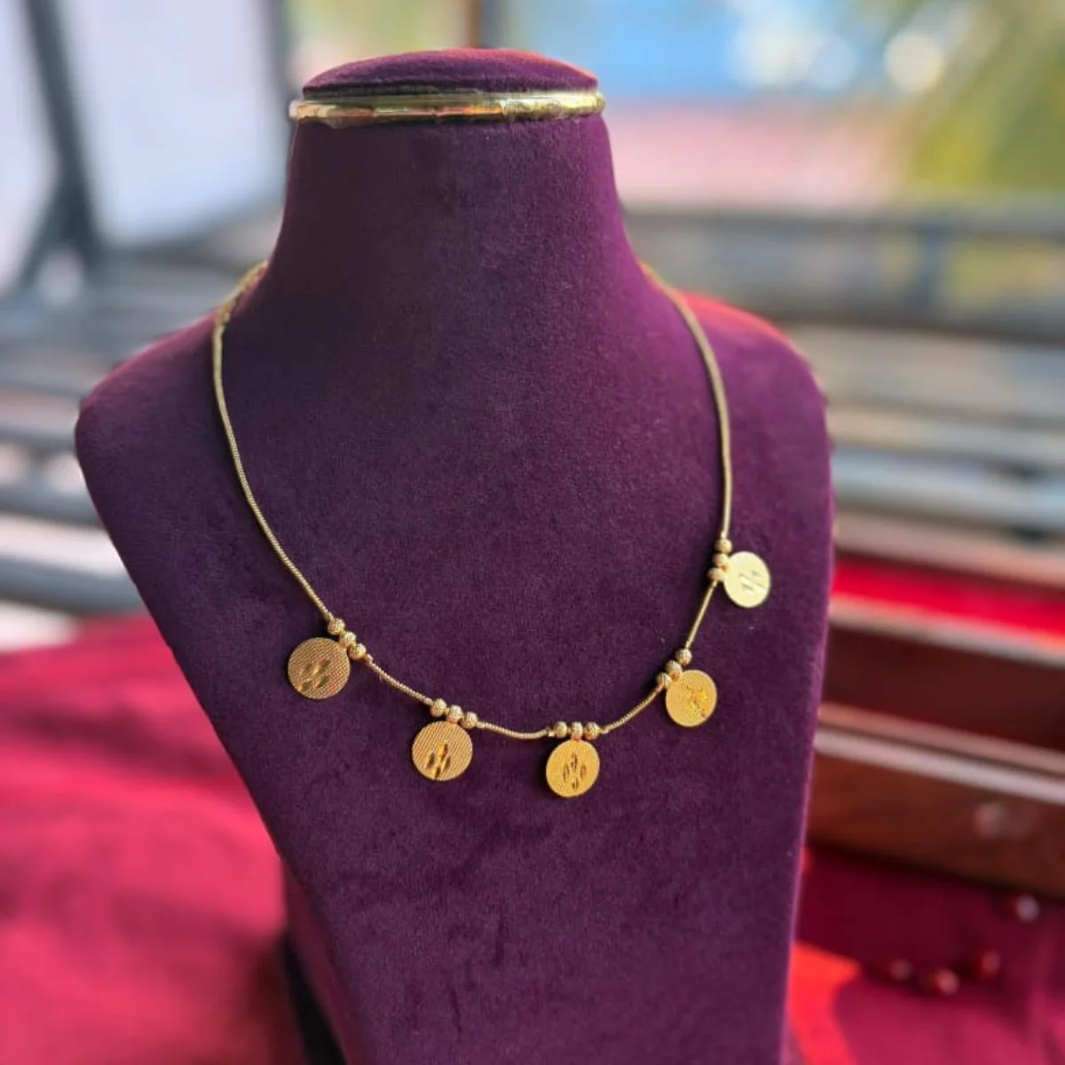 Golden Coin Charm Minimal Necklace