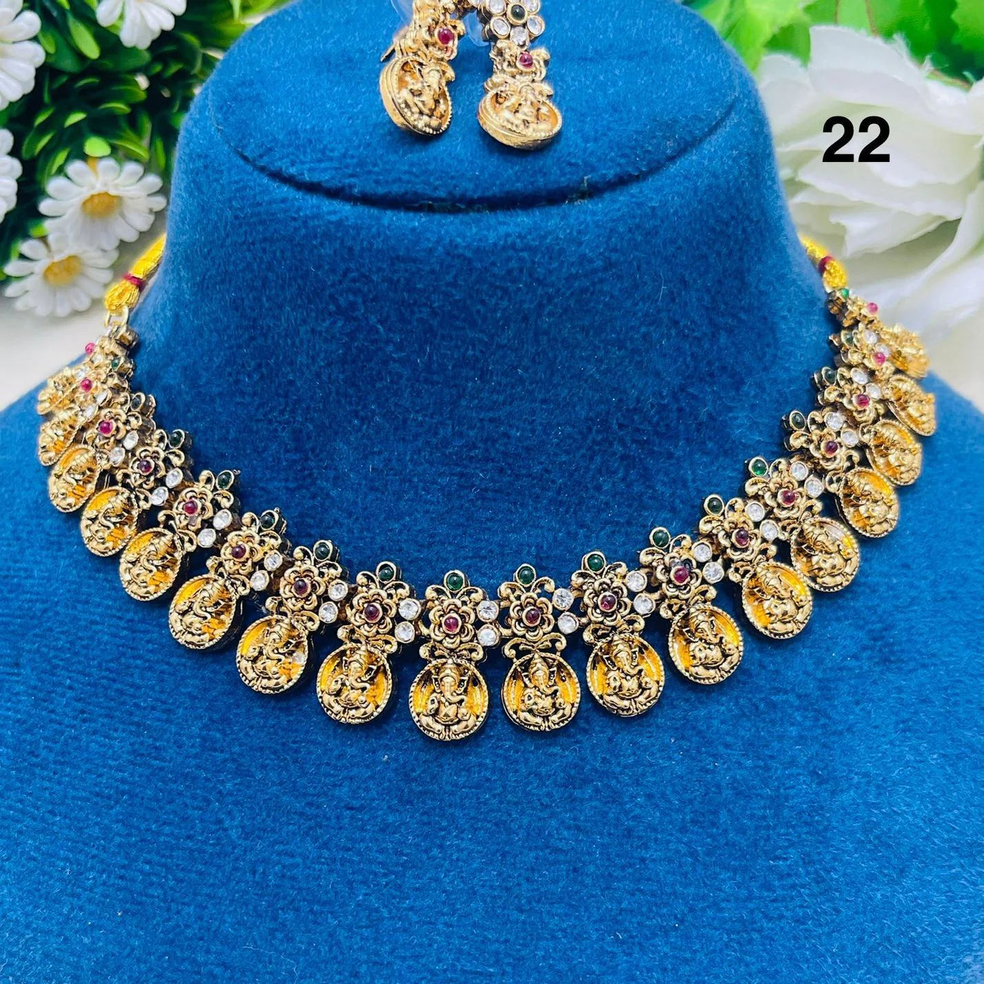 Divine Lakshmi Temple Antique Choker Set