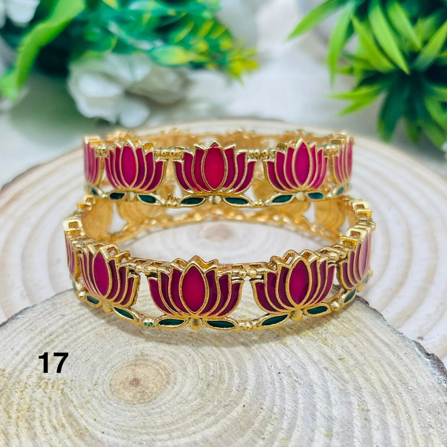 Royal Lotus Antique Kada Bangle Set