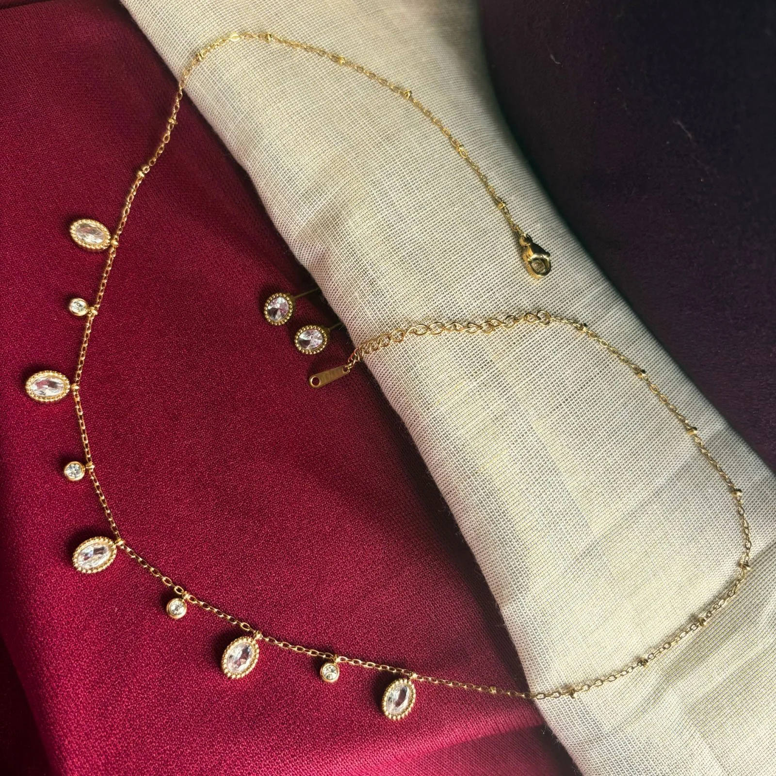 Crystal Drop Minimal Necklace Set