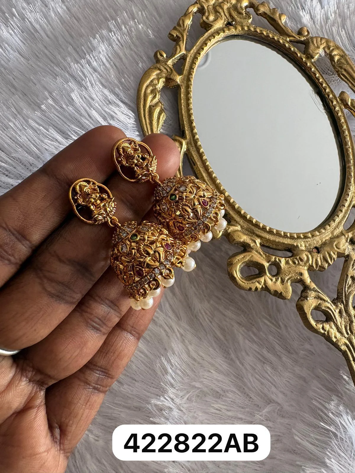 Royal Temple Pearl Jhumka Earrings