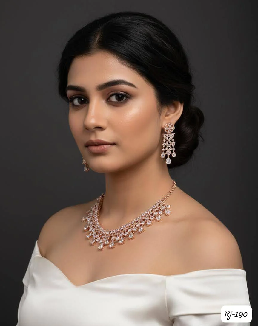 Elegant Crystal Ad Bridal Necklace Set
