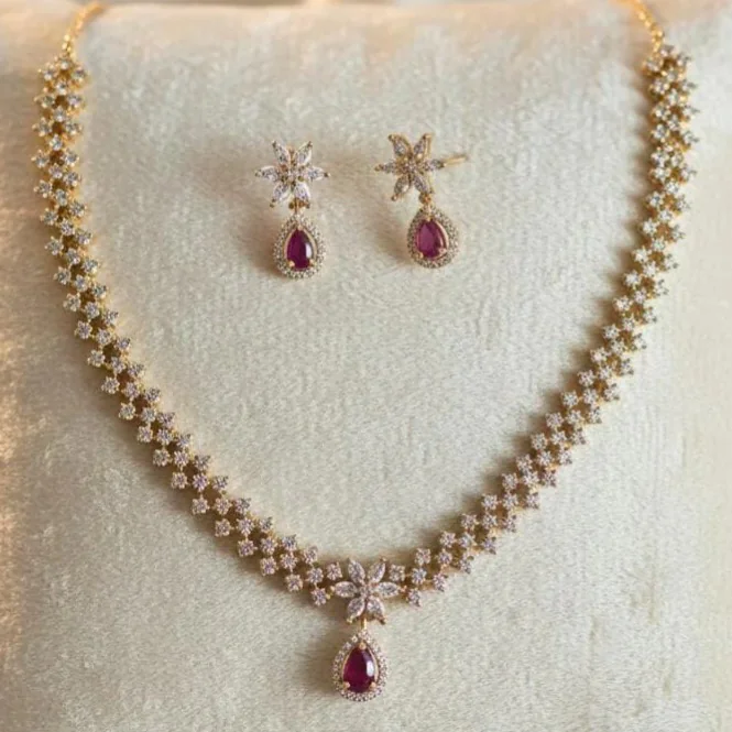 Royal Ruby Crystal Necklace Set 2