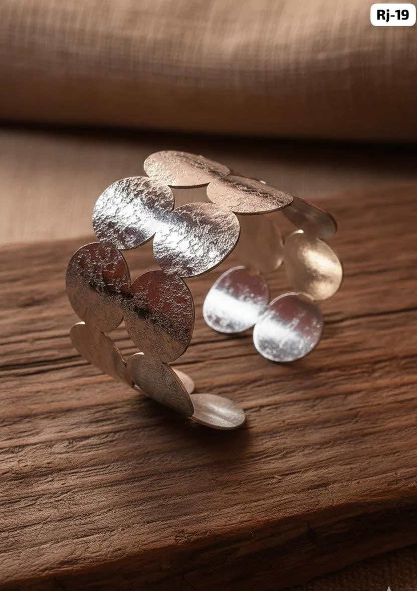 Modern Metallic Disc Statement Cuff Bracelet