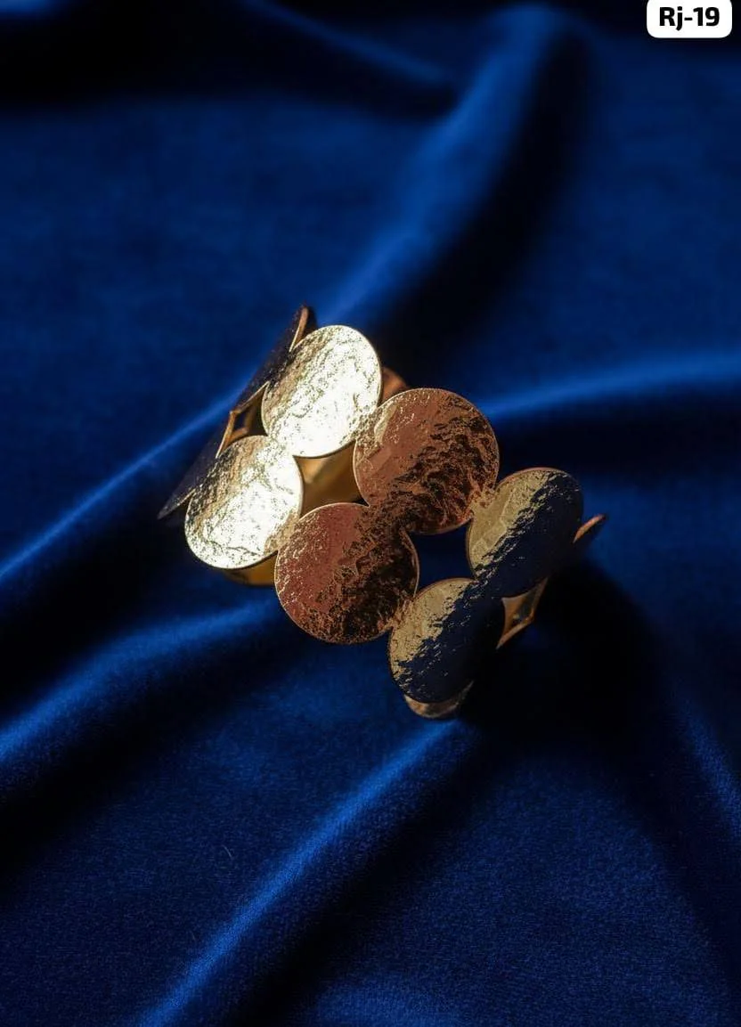 Modern Metallic Disc Statement Cuff Bracelet 2