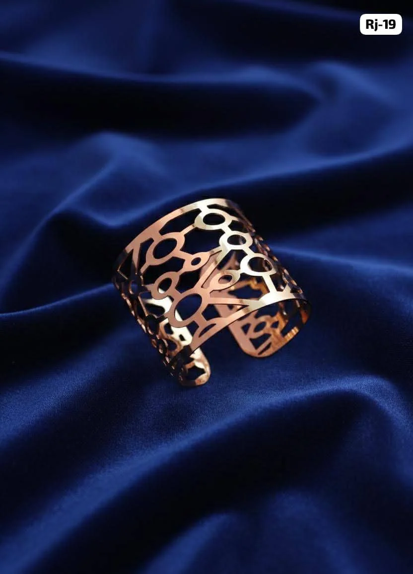 Elegant Geometric Cutwork Statement Cuff Bracelet