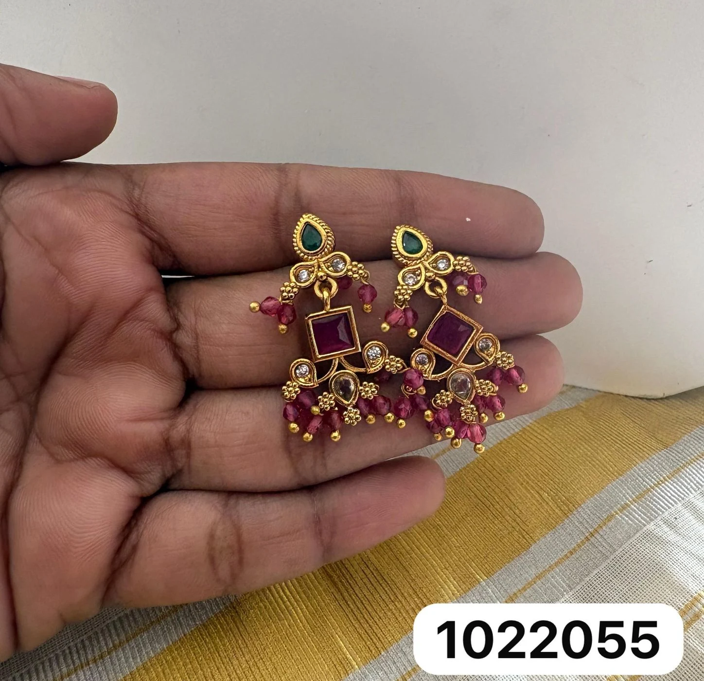 Malika Matte Gold Designer Chandbali Earrings – Elegant Ethnic Beaded Jewellery 2