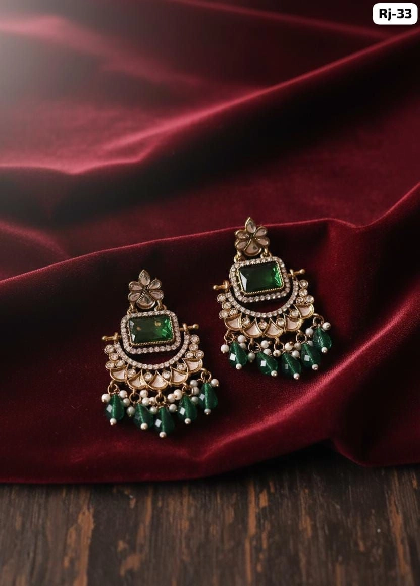 Royal Mint Pearl Chandbali Earrings – Premium Ethnic Designer Statement Earrings 3