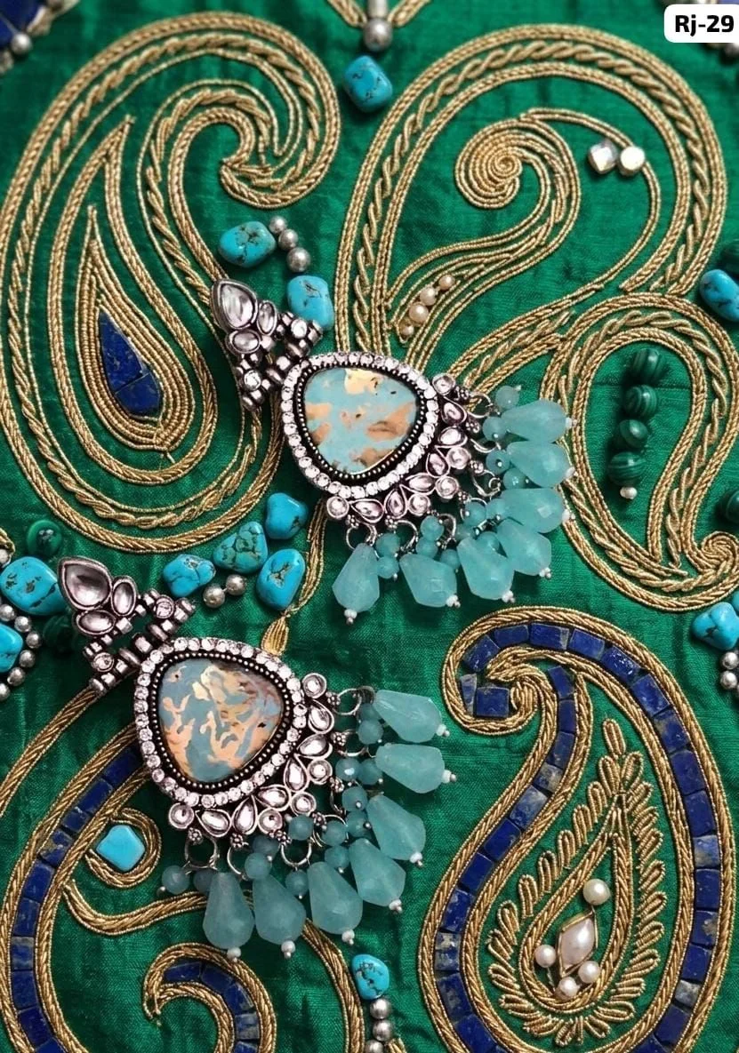 Royal Crystal Drop Chandbali Earrings – Designer Multicolor Statement Earrings