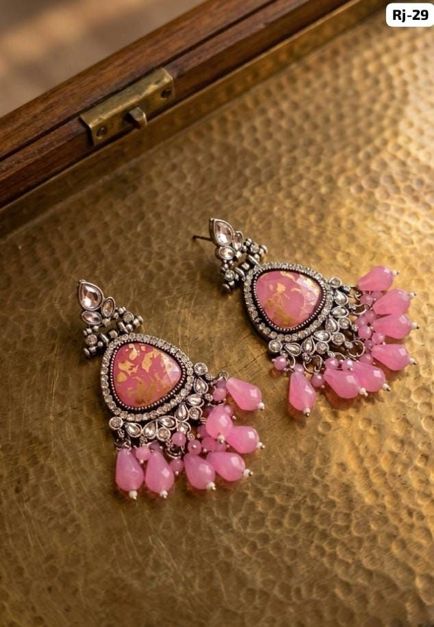 Royal Crystal Drop Chandbali Earrings – Designer Multicolor Statement Earrings