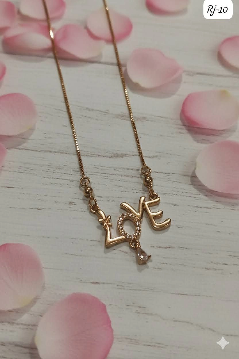 Elegant Love Letter Pendant Necklace – Minimal Romantic Gold Finish Jewellery 2